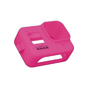 Capa Protetora De Silicone Com Cordão Ajustável Para Gopro Hero8 - Rosa Elétrico