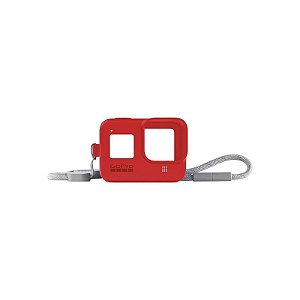 Capa De Silicone Vermelha Com Cordão Ajustável Para Gopro Hero8