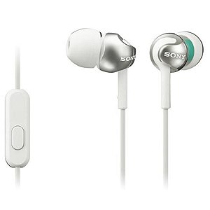 Fones de Ouvido Sony MDR-EX110AP Branco com Microfone e Cabo de 1,2m