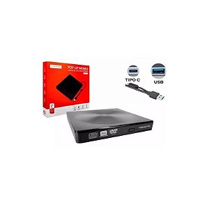 Gravador Externo de DVD-RW MTM-1025 com Conexão USB e USB-C