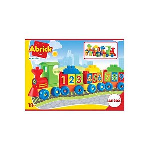 Trem de Blocos Educativos Antex com Alfabeto e Números Abrick