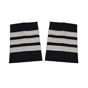 Epaulettes de Piloto Navais Metálicas Prata 3 Barras WAPX705-3S