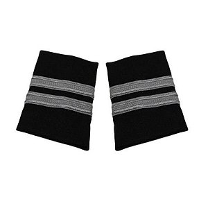 Epaulettes de Piloto em Nylon Preto com 2 Barras Prateadas - WAPX700-2SN