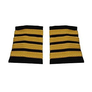Epaulettes de Piloto 4 Faixas Douradas em Nylon Preto - Modelo WAPX700-4GN