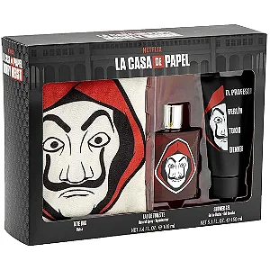Kit Perfume La Casa de Papel Masculino Edt 100ml + Gel Chuveiro 150ml + Bolsa Sofisticada