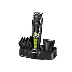 Aparador de Pelos Recarregável Mondial SUPERGROOM-6 BG-04 Preto e Verde
