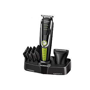 Cortador de Cabelo Recharge Mondial Super Groom 06 BG-04 Bivolt 6W - Preto e Verde