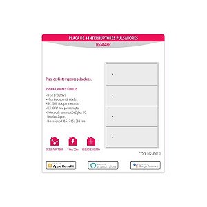 Dispositivo Zigbee Homie Esp Push 4 Interno HSS04FR Branco 1000276
