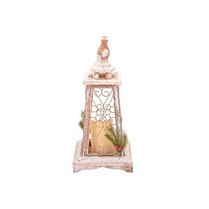 Luminária de Natal em Madeira com Efeito de Neve - 42cm x 19cm