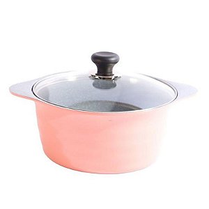 Cacerola Cerâmica Ecoramic com Tampa Rosa 24CM