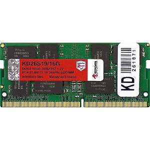 Memória DDR4 16GB 2666MHz para Notebook Keepdata KD26S19/16G