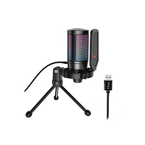 Microfone Gamer USB Fifine A6V com Iluminação RGB - Preto High Performance