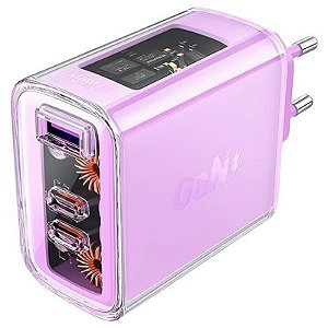 Carregador Rápido Acefast A45 65W com 2 USB-C e 2 USB-A - Alfalfa Lilás