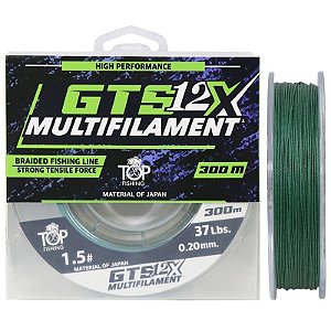 Linha Multifilamento Top Fishing 12 Trançados 0,20mm 37lbs 300m - Ideal para Pesca Profissional