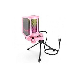 Microfone RGB Fifine A6VP Rosa Profissional para Streaming e Gravação
