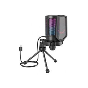 Microfone Fifine A6V RGB Preto com Iluminação Personalizável