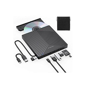Gravador e Leitor de Cartões USB-C/USB 3.0 com 4 portas USB 3.0 Externo
