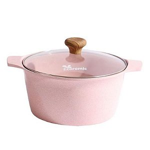 Cacerola Rosa Ecoramic com Tapa 22CM - Design Moderno e Funcional para Sua Cozinha