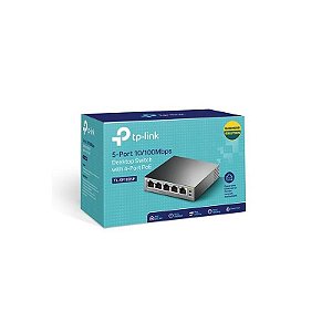 Switch de Rede TP-Link SF1005P 10/100Mbps com 5 Portas e 4 Portas PoE