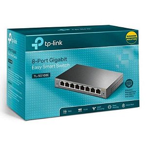 Switch de Rede TP-Link TL-SG108E 8 Portas 10/100/1000 Mbps - Gerenciável