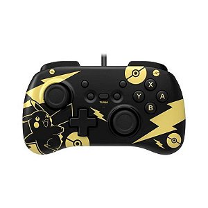 Controle Hori HoriPad Mini Pikachu com Fio para Nintendo Switch - Preto e Dourado