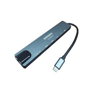 Hub Satellite A-HUBC54 8 em 1 - Preto e Cinza Escuro para Conexões Multifuncionais