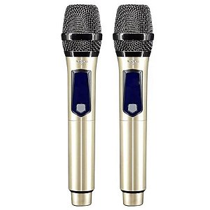 Microfone Sem Fio Sate A-MK1202 - Modelo Dourado de Alta Qualidade