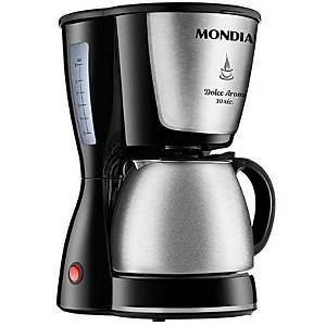 Cafeteira Elétrica Mondial Dolce Aroma Inox 800W - 220V - Preto e Prata