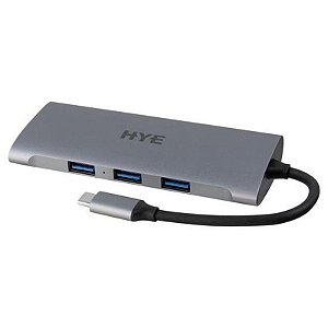Hub Hye HYEHU-71 - Concentrador USB Tipo C com 7 Portas - Cinza Elegante