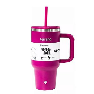 Copo Térmico Terrano Spotie 946ML - Fucsia com Isolamento Térmico Superior