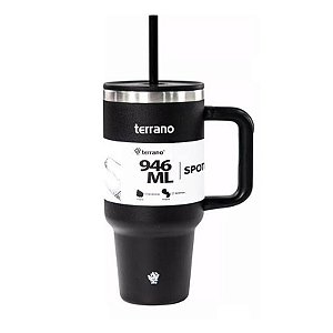 Copo Térmico Spotie Terrano 946ML - Preto e Elegante para Bebidas Quentes e Frias
