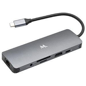 Hub USB-C Mtek DS-91TC 9 em 1 com 3 USB, RJ-45, HDMI, SD e Microfone
