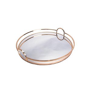Bandeja Redonda Espelhada 38CM para Decoração e Serviços