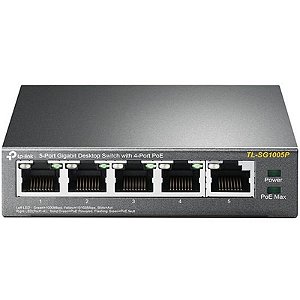 Switch Ethernet Tp-Link Tl-Sg1005P 5 Portas Poe 10/100/1000Mbps - Gerenciamento Simplificado