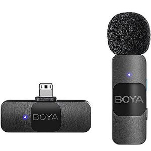Microfone Sem Fio Boya BY-V1 (1TX+1RX) com Conexão Lightning - Preto