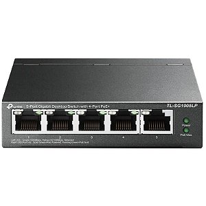 Switch de Rede TP-Link TL-SG1005LP 5 Portas 10/100 Mbps com PoE+ 4 Portas