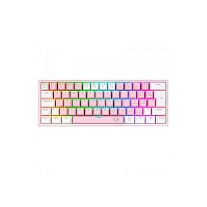 Teclado Mecânico Gamer Redragon Fizz K617-RGB-PW 60% Switch Azul Rosa e Branco