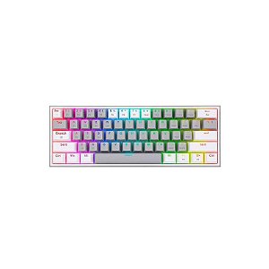 Teclado Mecânico Gamer Redragon Fizz K617 RGB 60% - Cinza e Branco, Switch Vermelho