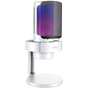 Microfone Condensador Cardioide Fifine Ampligame A8 - RGB - Tipo C/3.5mm - Branco