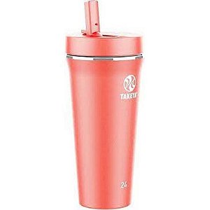 Copo Takeya com Tampa para Canudo 24OZ (700ML) - Coral