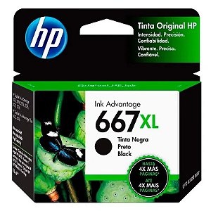 Toner HP 667XL 8,5ml Preto - Cartucho de Tinta Original 3YM81AL