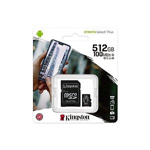 Cartão de Memória Micro SD Kingston 512GB Classe 10 100MB/s - SDCS2/512GB