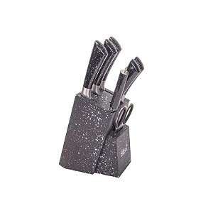 Conjunto de Facas de Cozinha Elegantes com Suporte e Cepo - 7 Peças Bass