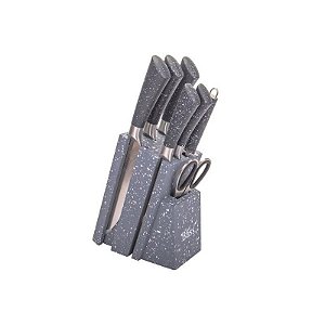 Conjunto de Facas de Cozinha Elegance com Suporte e Cepo - 7 Peças Bass