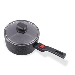 Panela Korkmaz com Tampa e Punho Removível 20x10.5 cm - Preto