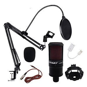 Microfone Unidirecional Sate A-MK06 para Podcast e Streaming - Cor Preta