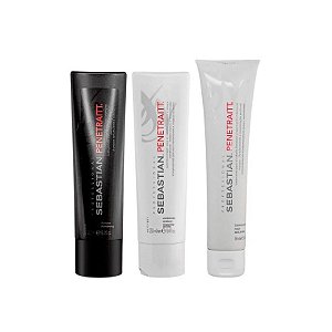 Kit de Reconstrução Intensa Sebastian Penetraitt - Shampoo, Condicionador e Máscara 250/250/150ML