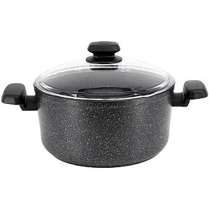 Panela Korkmaz Ornella Alumínio com Tampa Preta 24x12,5cm - 5,0 Litros