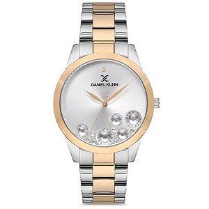 Relógio Feminino Daniel Klein DK.1.12612-3 Luxo em Prata e Ouro