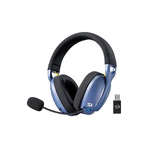 Fone Wireless Redragon Skuld Pro H878BB com Microfone - Preto/Azul 2.4G
